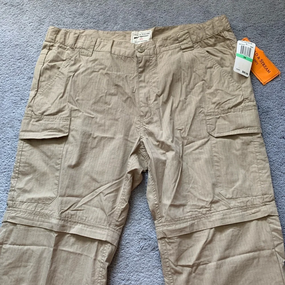 🆕 Field & Stream Khaki Cargo Hiking Pants, 34x32 - Picture 3 of 7